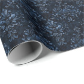 Blauer Damast auf Dunkelblau Geschenkpapier (Rolleneckpunkt)