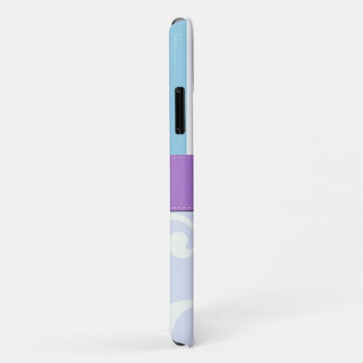 Blauer Damast, blaue Streifen, Streifen, Monogramm Case-Mate iPhone Hülle (Hinten/Rechts)