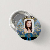 Blauer Damast Button (Vorne & Hinten)