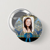 Blauer Damast Button (Vorne & Hinten)