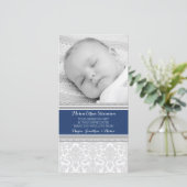 Blauer Damast danken Ihnen Dankeskarte (Stehend Vorderseite)