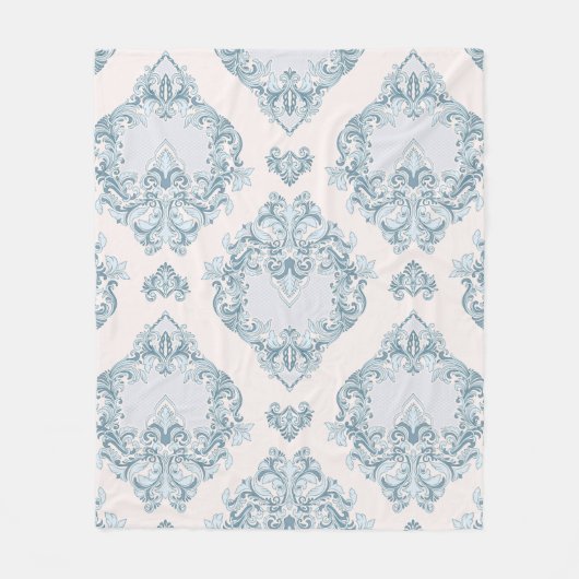Blauer Damast Fleecedecke (Vorderseite)