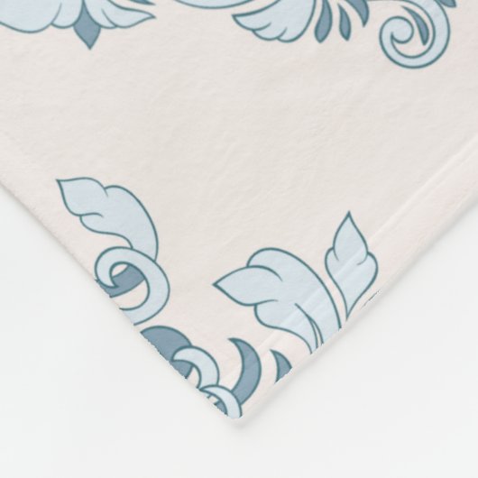 Blauer Damast Fleecedecke (Ecke)