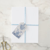 Blauer Damast Geschenkanhänger (Mit Garn)