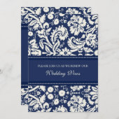Blauer Damast Hochzeitstag Erneuerbare Einladungen (Vorne/Hinten)