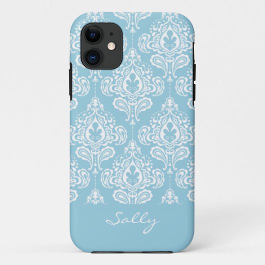 Blauer Damast iPhone 5 Hülle (Rückseite)