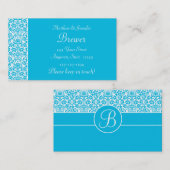 Blauer Damast-personalisierte Adressenänderung Visitenkarte (Vorne/Hinten)