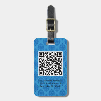 Blauer Damast QR CODE Gewohnheits-Gepäckanhänger Gepäckanhänger