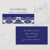 Blauer Damast Visitenkarte (Vorne/Hinten)