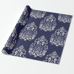 Blauer Damastenmaus Geschenkpapier