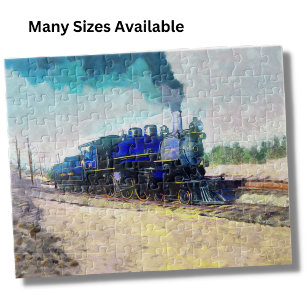 Blauer Dampfzug Motor Lokomotive Paint Railroad Puzzle