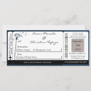 Blauer Dandeli Boarding Pass Hochzeit Einladung