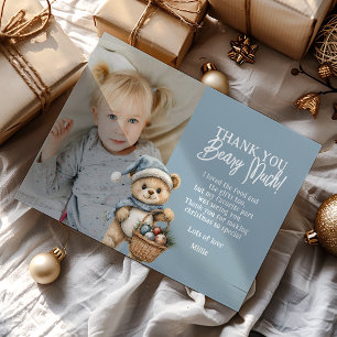 Blauer Dankeschön Beary Weihnachts-Feiertags-Bär Dankeskarte