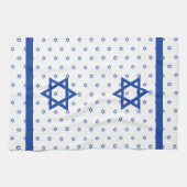 Blauer Davidsstern Blau und Weiß Geschirrtuch (Horizontal)