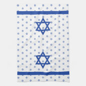 Blauer Davidsstern Blau und Weiß Geschirrtuch (Vertikal)