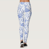 Blauer Davidsstern Blaues weißes BlumenToile Weiß Leggings (Rückseite)