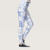 Blauer Davidsstern Blaues weißes BlumenToile Weiß Leggings (Rechts)