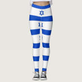 blauer Davidsstern striped Weiß Leggings (Vorderseite)