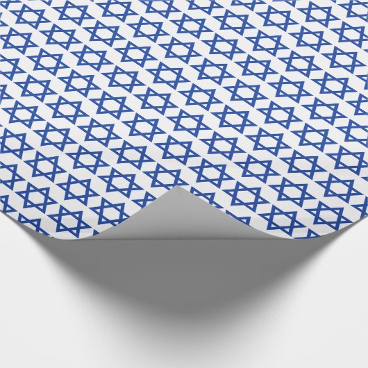 Blauer Davidsstern Weiß Geschenkpapier (Ecke)