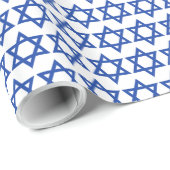 Blauer Davidsstern Weiß Geschenkpapier (Rolleneckpunkt)