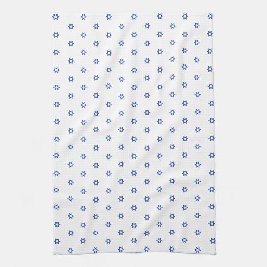 Blauer Davidsstern Weiß Geschirrtuch (Vertikal)