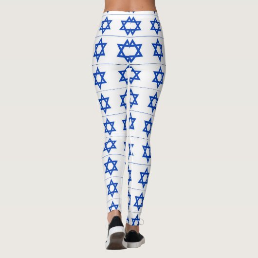 blauer Davidsstern Weiß Leggings (Rückseite)