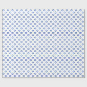 Blauer Davidstern auf Weiß Geschenkpapier (Flach)