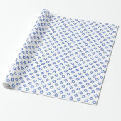 Blauer Davidstern auf Weiß Geschenkpapier (Ungerollt)