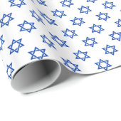Blauer Davidstern auf Weiß Geschenkpapier (Rolleneckpunkt)
