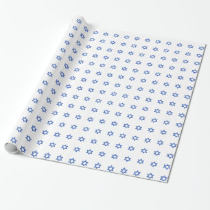 Blauer Davidstern auf Weiß Geschenkpapier