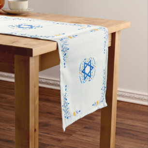 Blauer Davidstern jüdischer Feiertag Aqua 16 x 90 Mittelgroßer Tischläufer