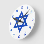 Blauer Davidstern Runde Wanduhr (Winkel)