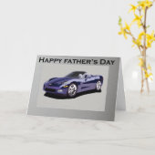 Blauer deklarierter Sportwagen des Vaters Karte (Gelbe Blume)