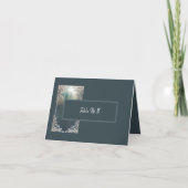 Blauer Deko verzierter Rahmen Sitzkarte Dankeskarte (Vorderseite)