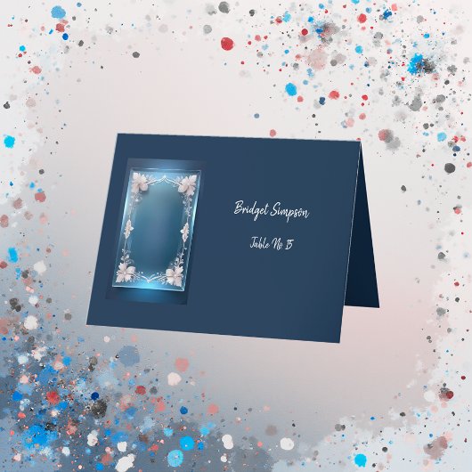 Blauer Deko verzierter Rahmen Sitzkarte Dankeskarte