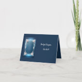 Blauer Deko verzierter Rahmen Sitzkarte Dankeskarte (Vorderseite)