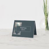 Blauer Deko verzierter Rahmen Sitzkarte Dankeskarte (Vorderseite)