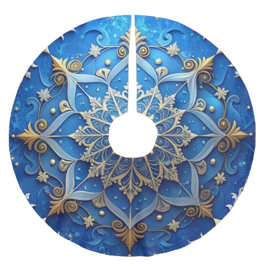Blauer Dekorativer Baumschurz Polyester Weihnachtsbaumdecke (Vorderseite)