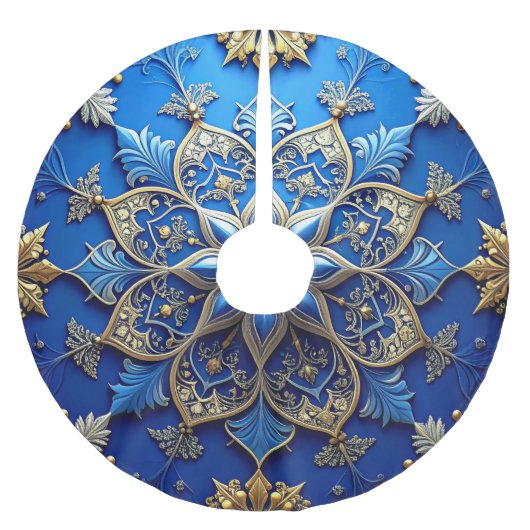 Blauer Dekorativer Baumschurz Polyester Weihnachtsbaumdecke (Vorderseite)