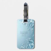 Blauer dekorativer Blumen-Gepäckanhänger Gepäckanhänger (Rückseite vertikal)
