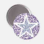 blauer dekorativer Blumenstar Magnet (Vorderseite/Rückseite)