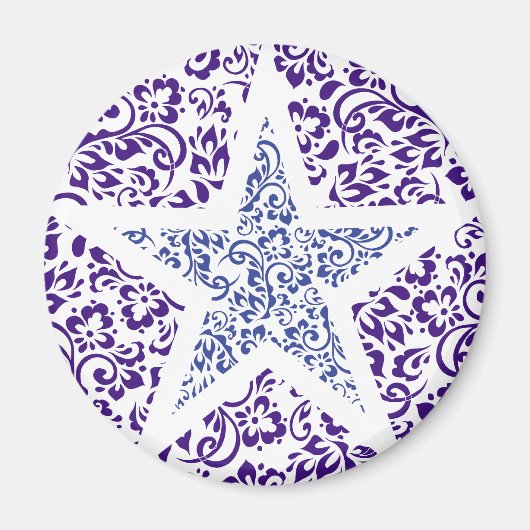 blauer dekorativer Blumenstar Magnet (Vorne)