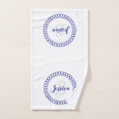 Blauer dekorativer Circle Monogram Badetuch Set (Handtuch)