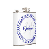 Blauer dekorativer Circle Monogram Flask Flachmann (Rechts)