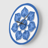 Blauer Dekorstoff Cutout Blume Square Wall C Große Wanduhr (Winkel)