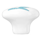 Blauer Delfin Design personalisiert Keramikknauf (Seitenansicht)