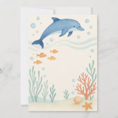 Blauer Delfin mit Seestern und Seilrahmen Geburtst Einladung (Rückseite)