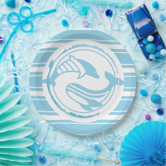 Blauer Delfin Pappteller (Party)