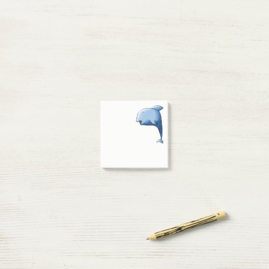 Blauer Delfin Post-it Klebezettel (Auf Schreibtisch)