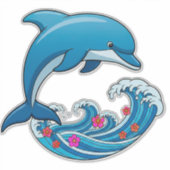 Blauer Delfin springt über Meereswellen Aufkleber (Vorderseite)